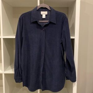 Used, barely worn: Susan Graver style blue button up shirt, size Small